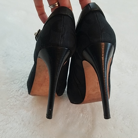 Coach Delilah Sz 8 Blk Signature Platform Booties - Picture 4 of 8